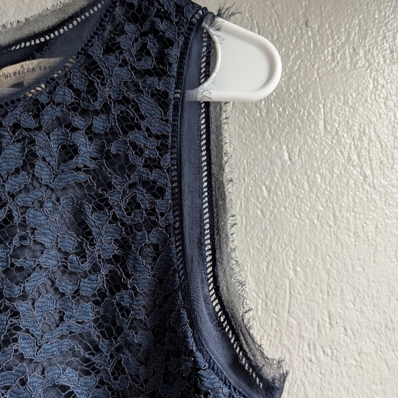 Rebecca Taylor Sleeveless Lace Miz Pleat Dress - Picture 8 of 16